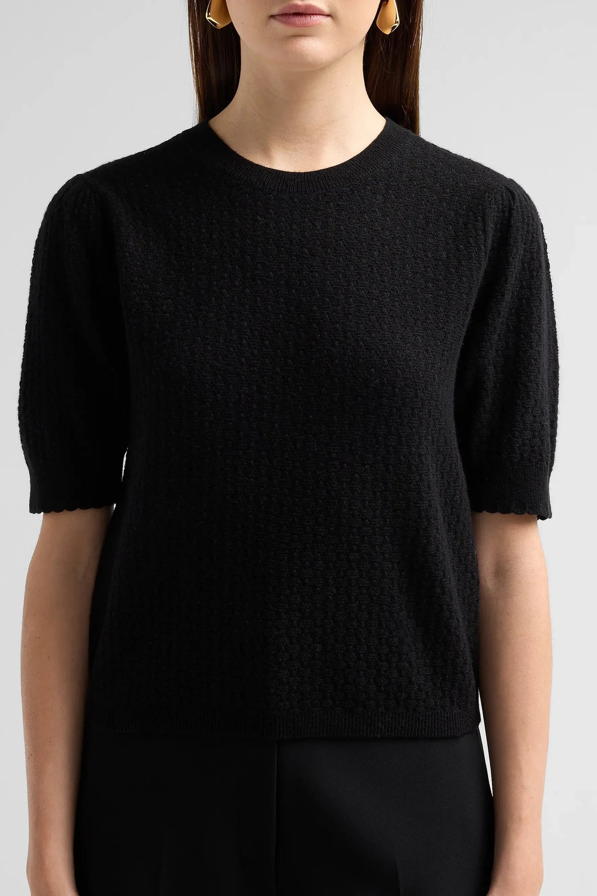 The Gathered Honeycomb Sweater - Black