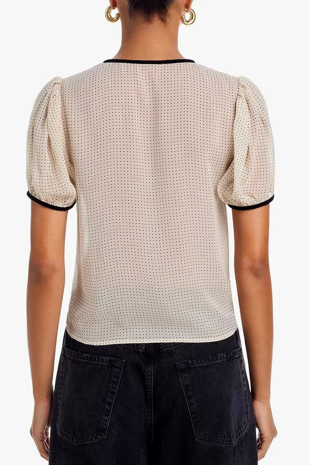 The Tie Puff Sleeve Blouse - Cream Multi