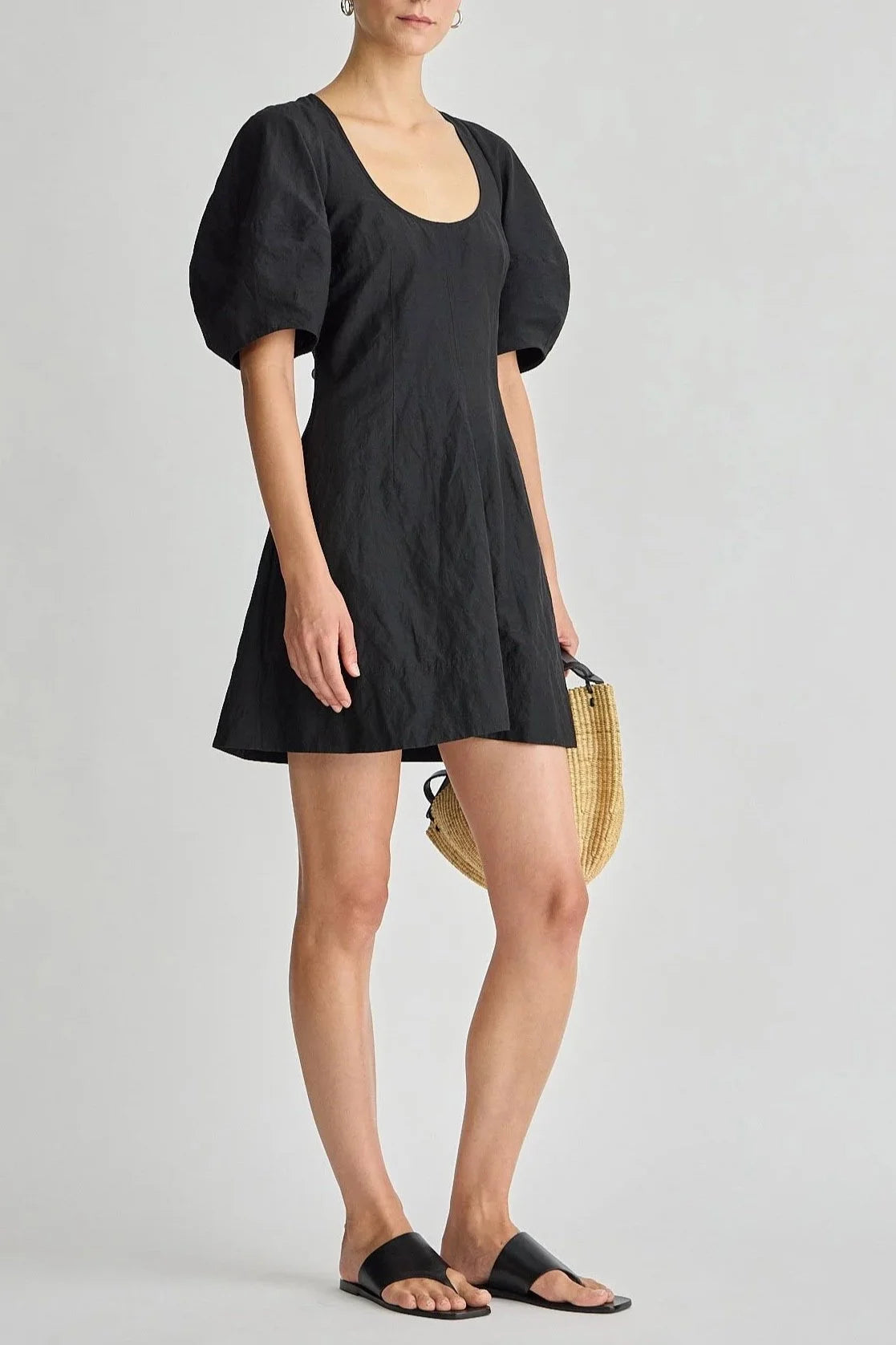 Anni Scoop Mini Dress - Black