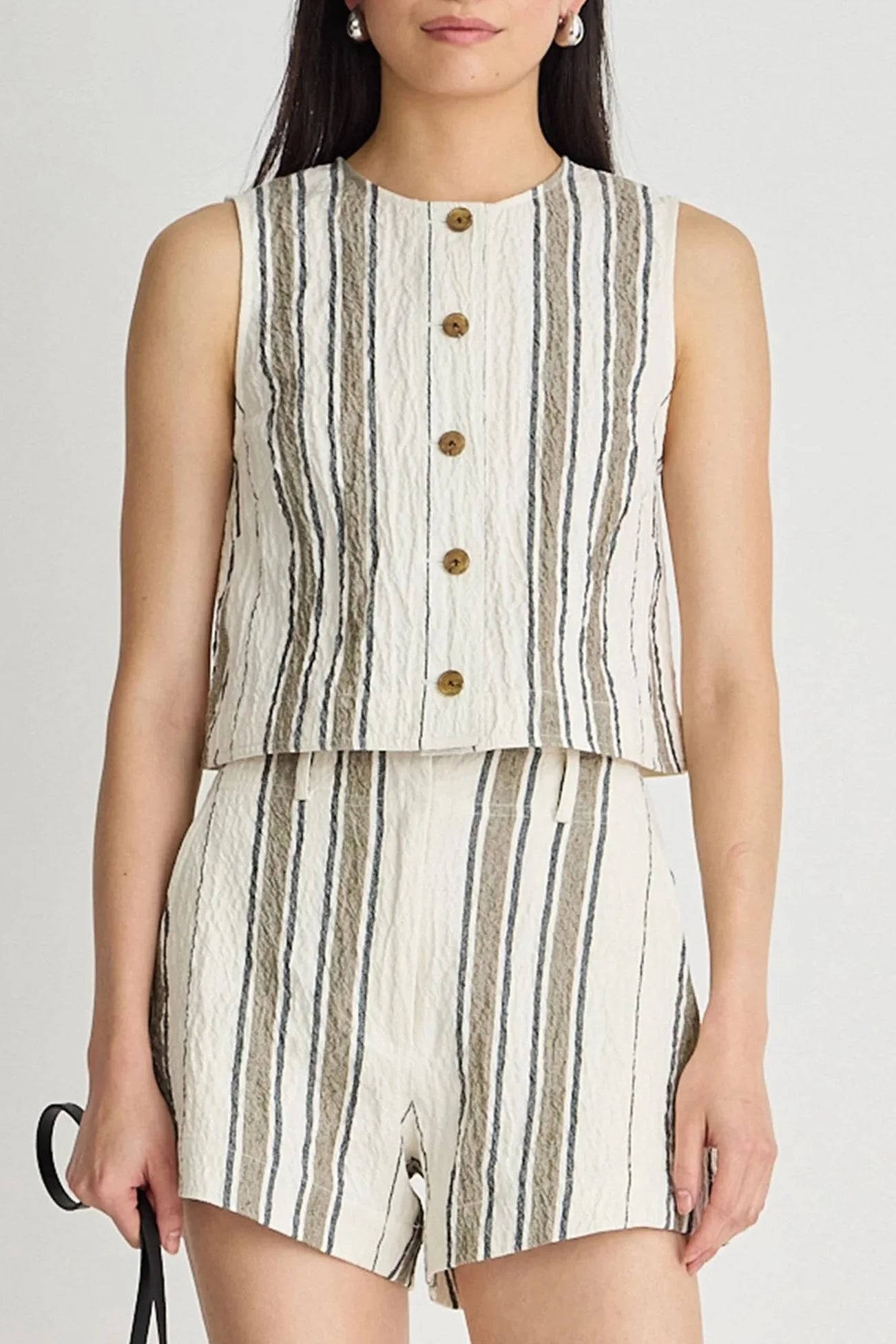 Stripe Godet Tank - Affogato Stripe