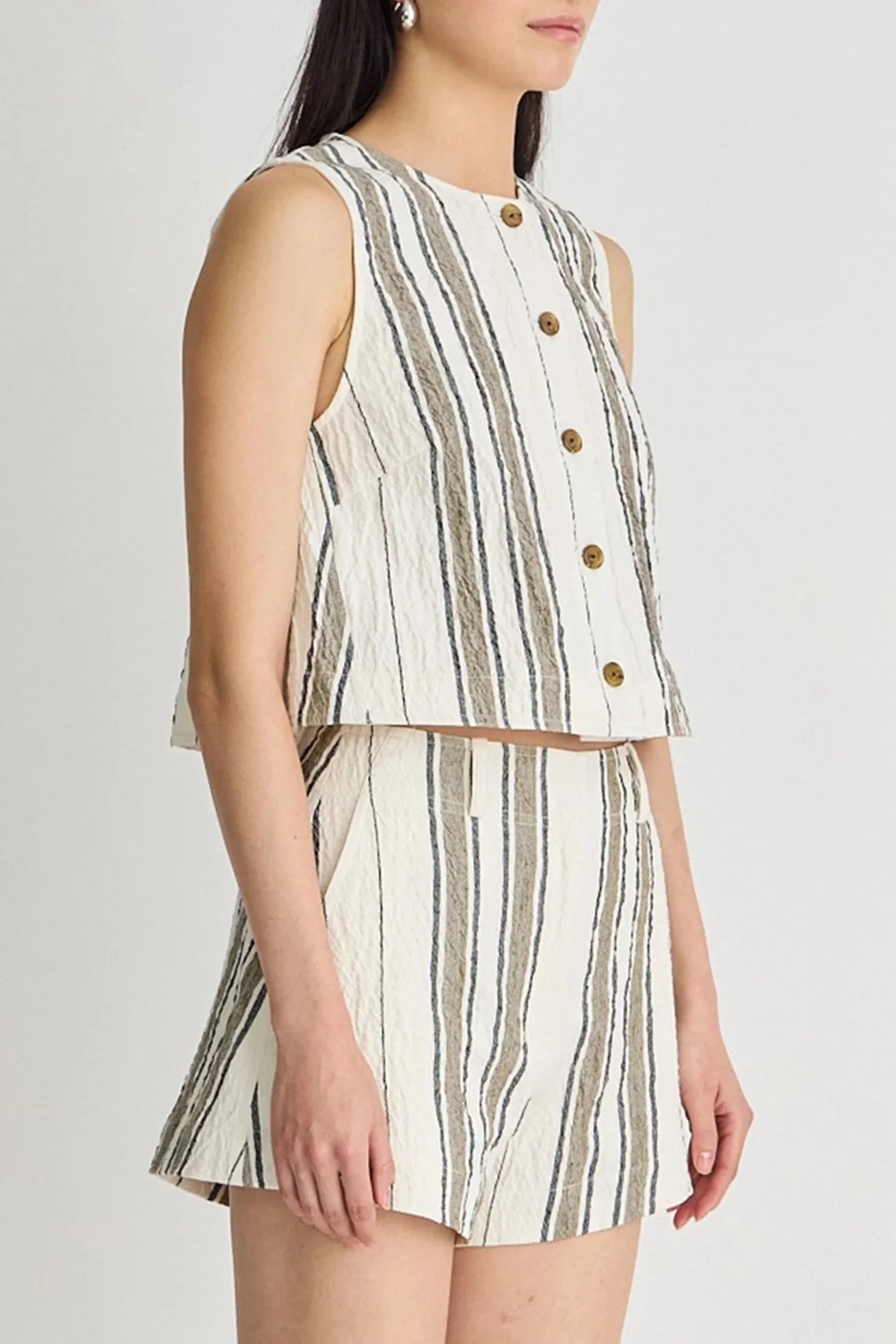 Stripe Godet Tank - Affogato Stripe