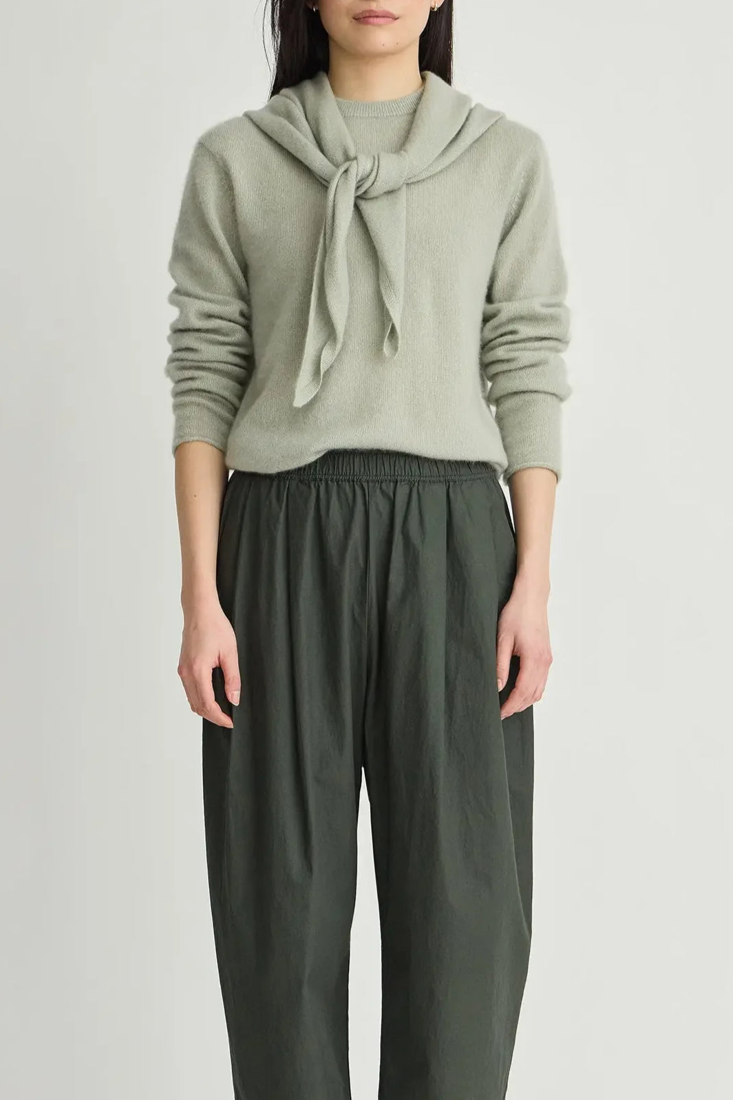 Softest Tissue Scarf Tie Top - Seafoam