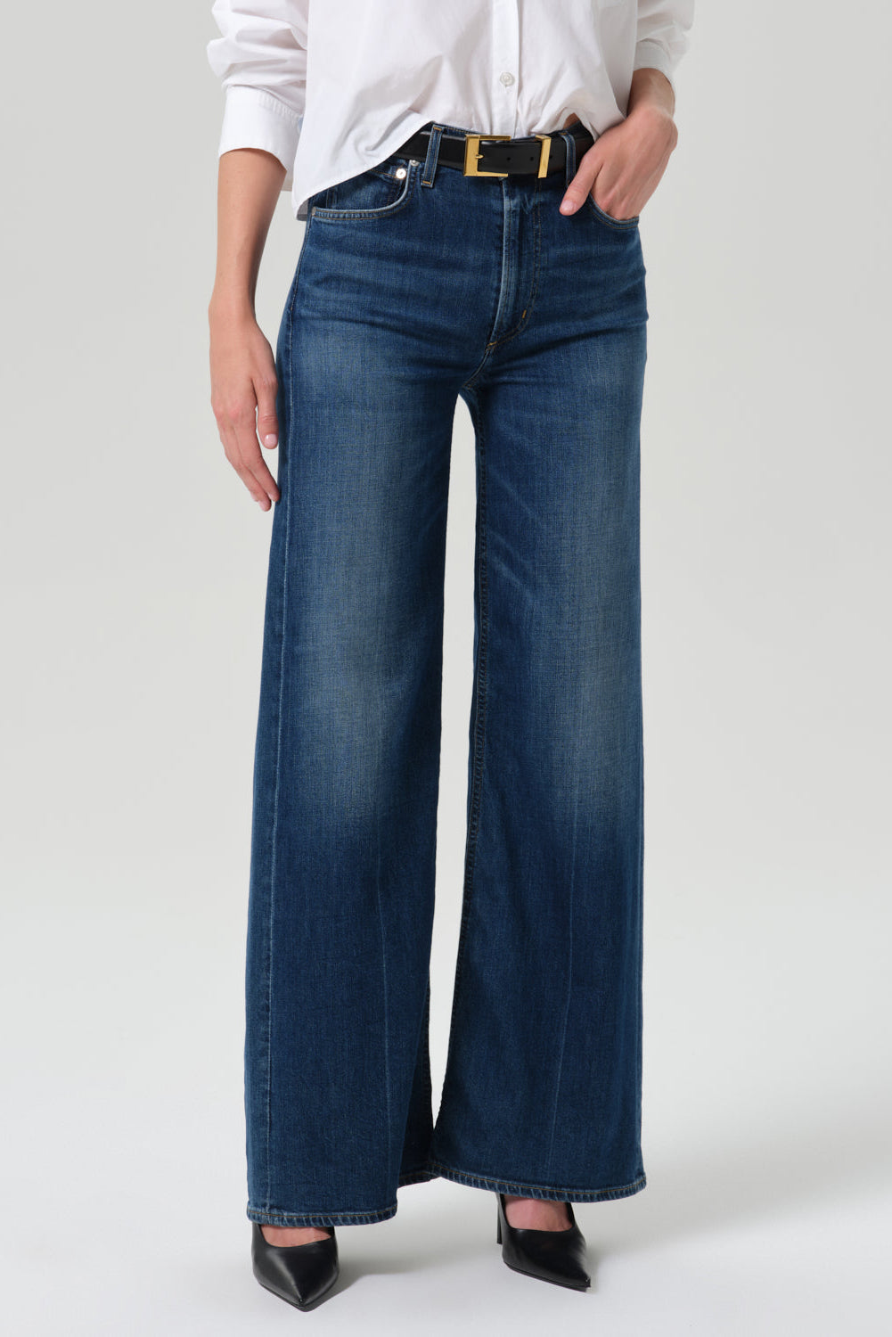 Lyra Long Wide Leg in Elm - detail