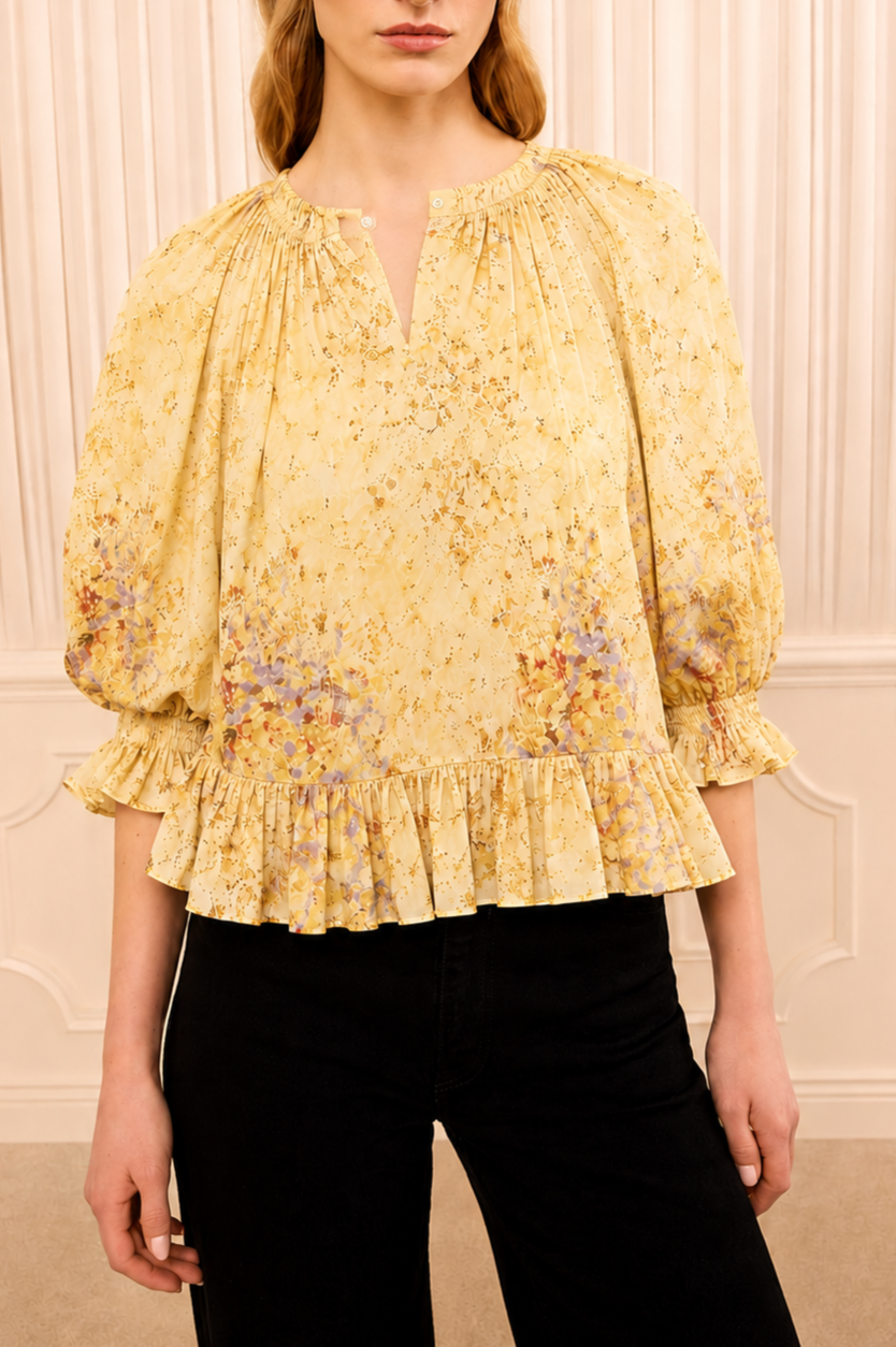 Elise SS Silk Blouse - Forsythia