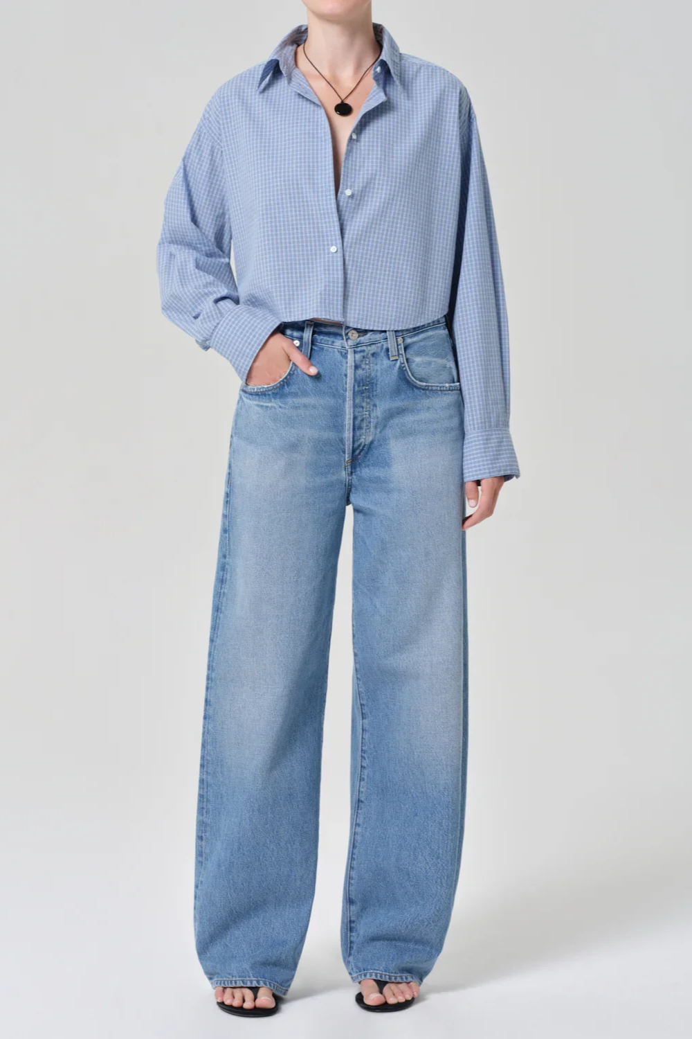 Ana Cropped Shirt - Banker Blue