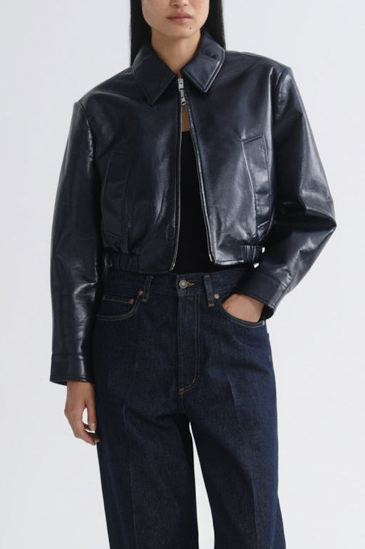 Nahla Cropped Jacket in Navy - detail