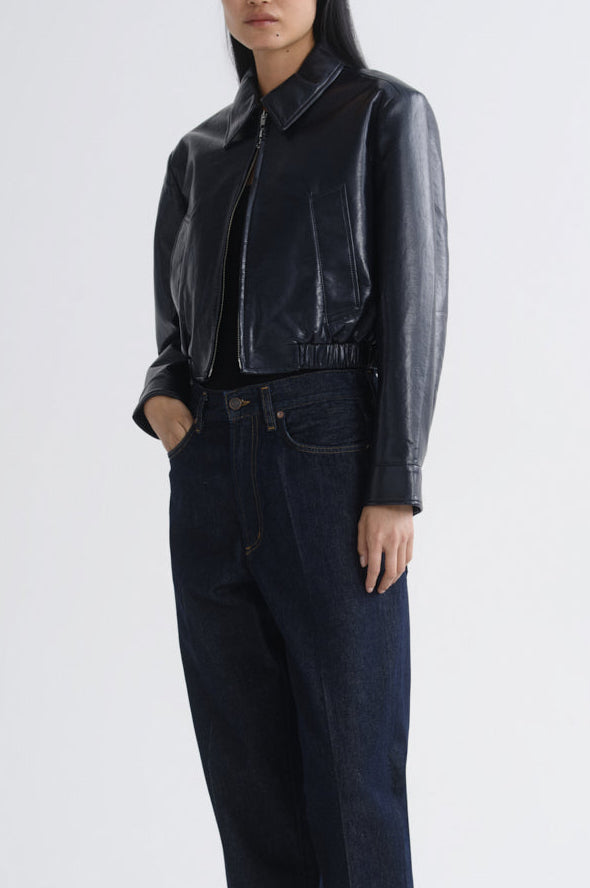Nahla Cropped Jacket in Navy - side