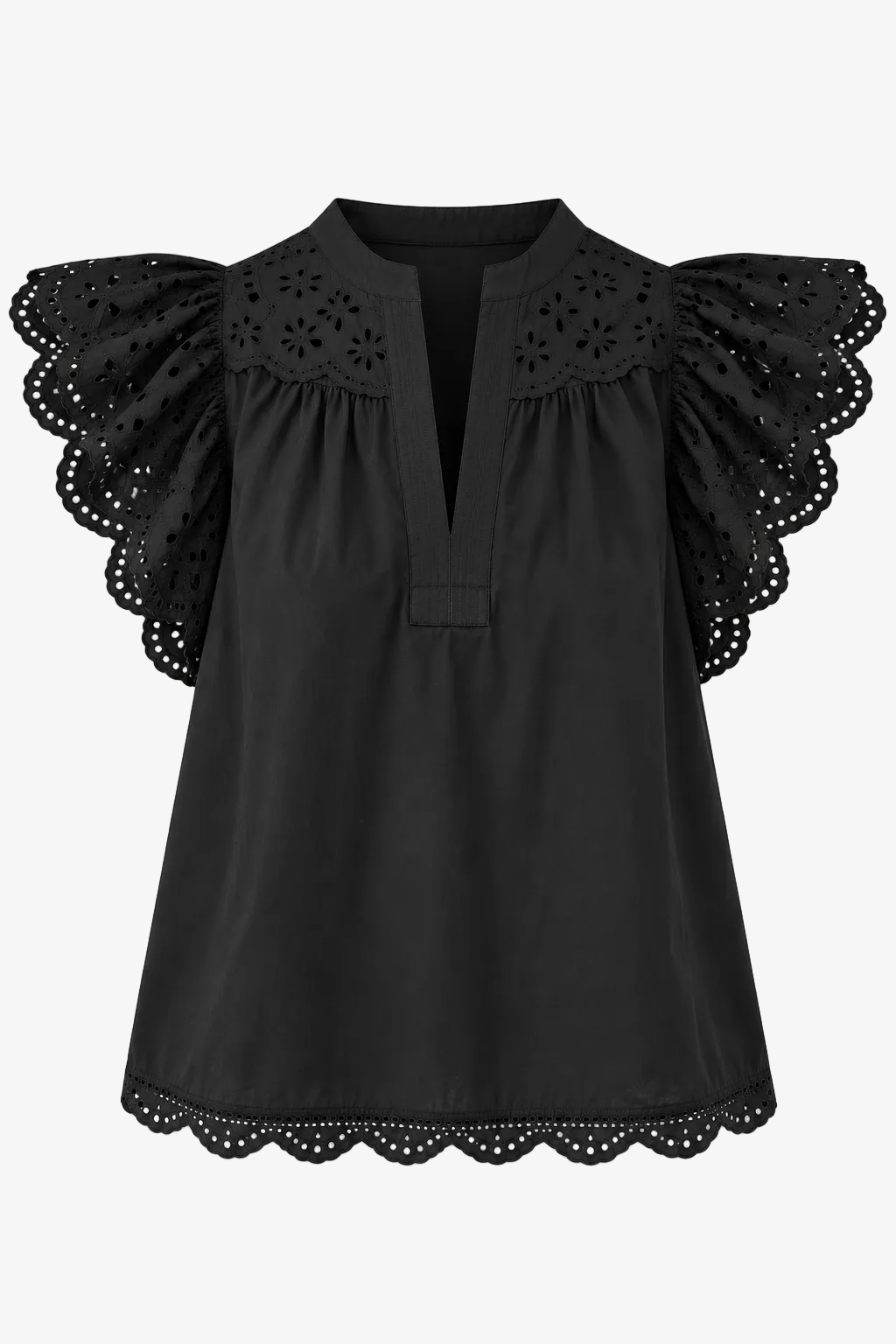 Elizat Flutter Sleeve Top - Noir