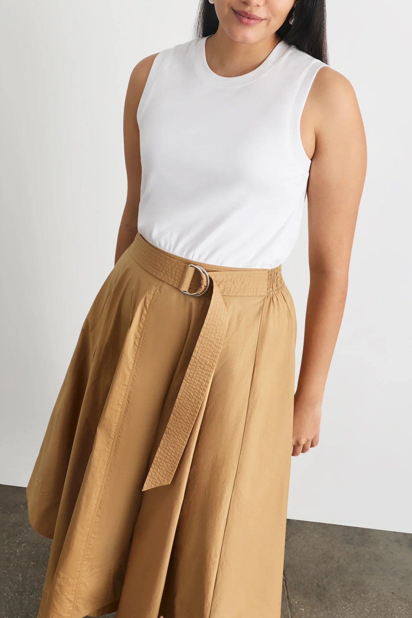 Cornelia Dress - Optic White/Dark Khaki