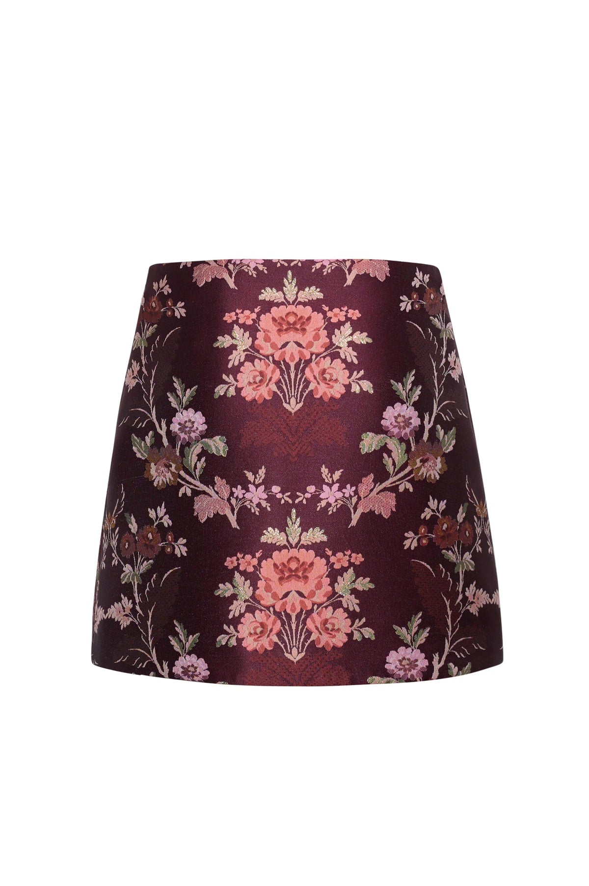 Chrissy Skirt - Trellis Jacquard Maroon