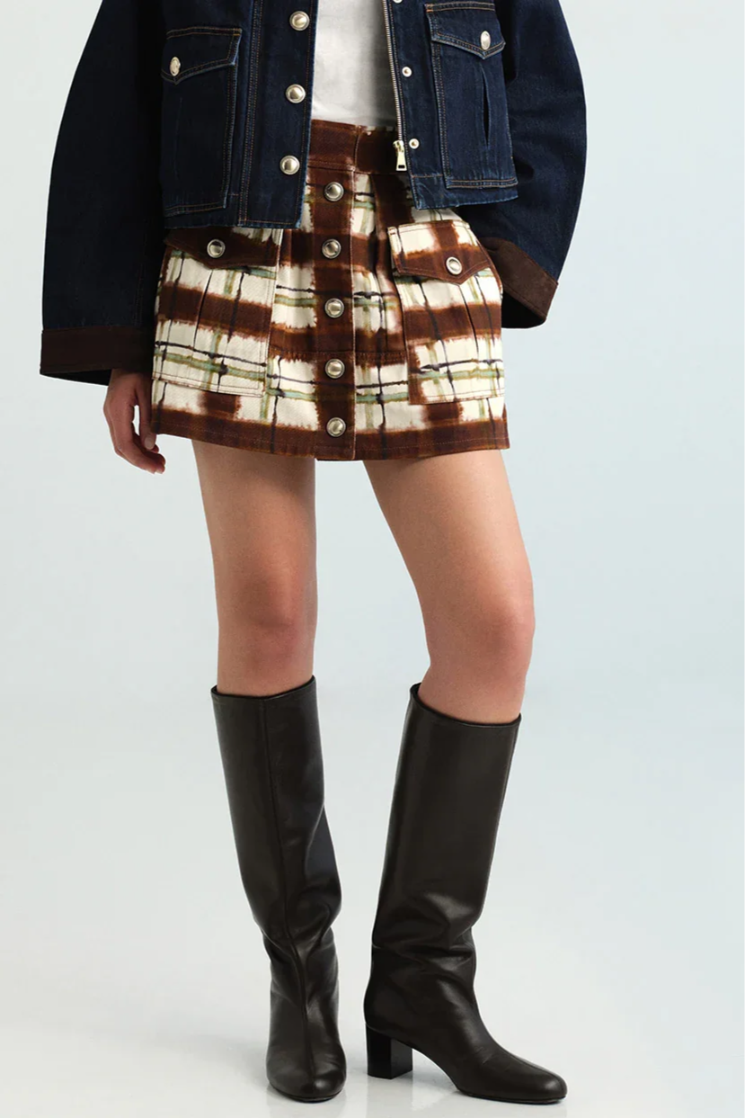 Fatima Skirt - Painted Plaid Brown