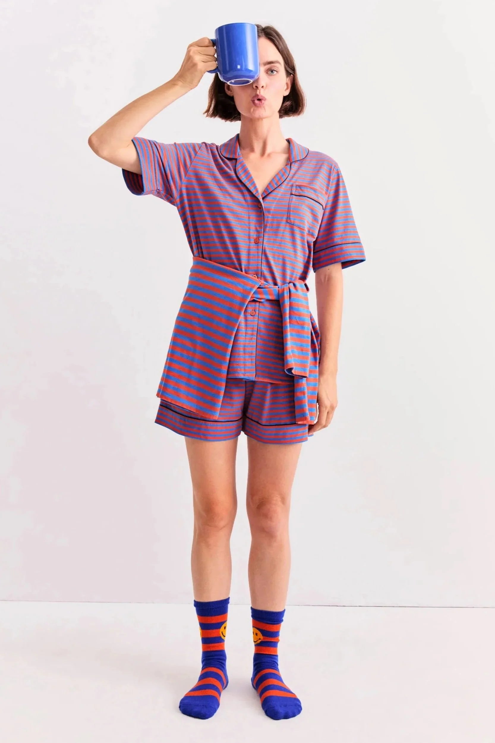 the Short PJ Set - Poppy/Royal