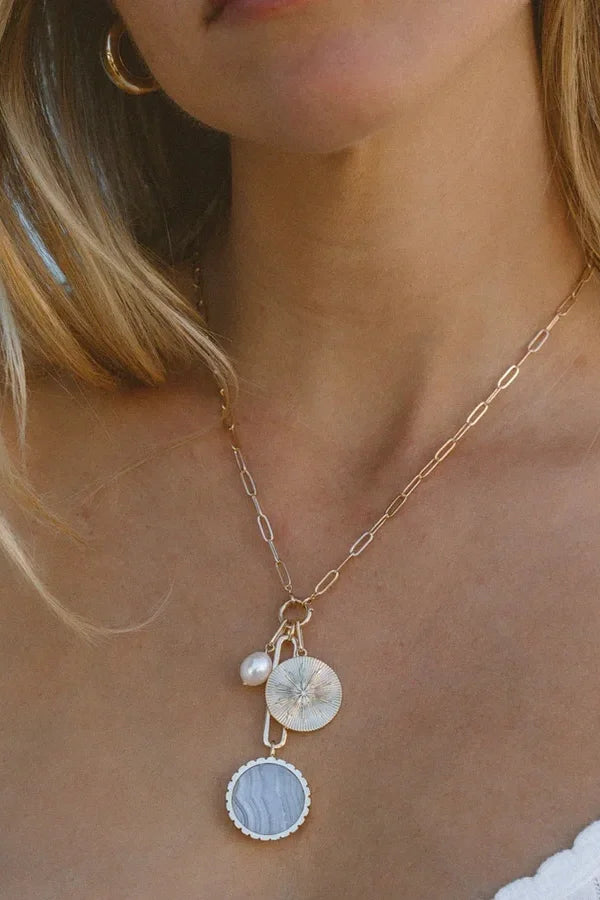 Solario Sundial Necklace - Blue Lace