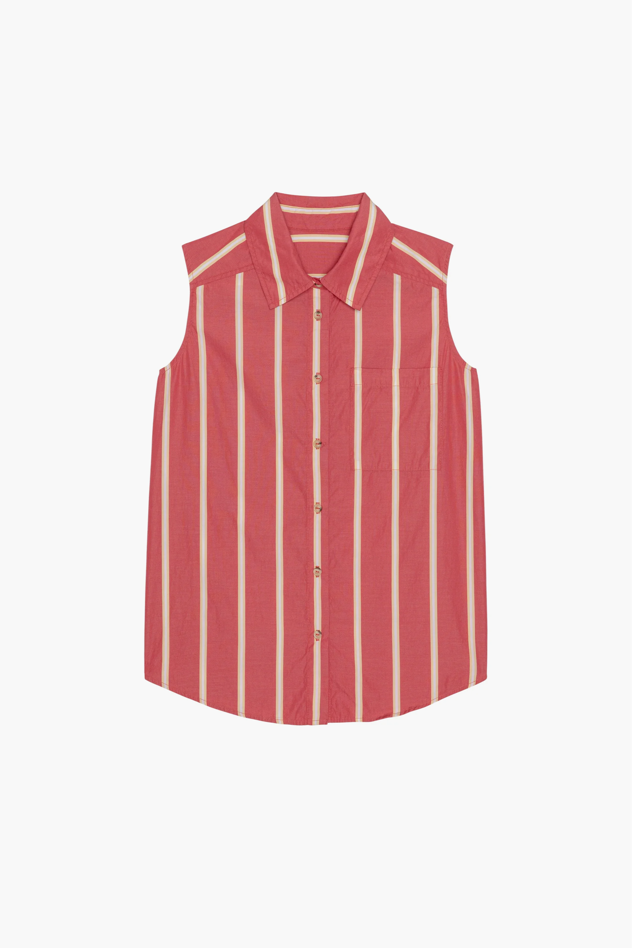 The Pop Stripe Sleeveless Shirt - Raspberry