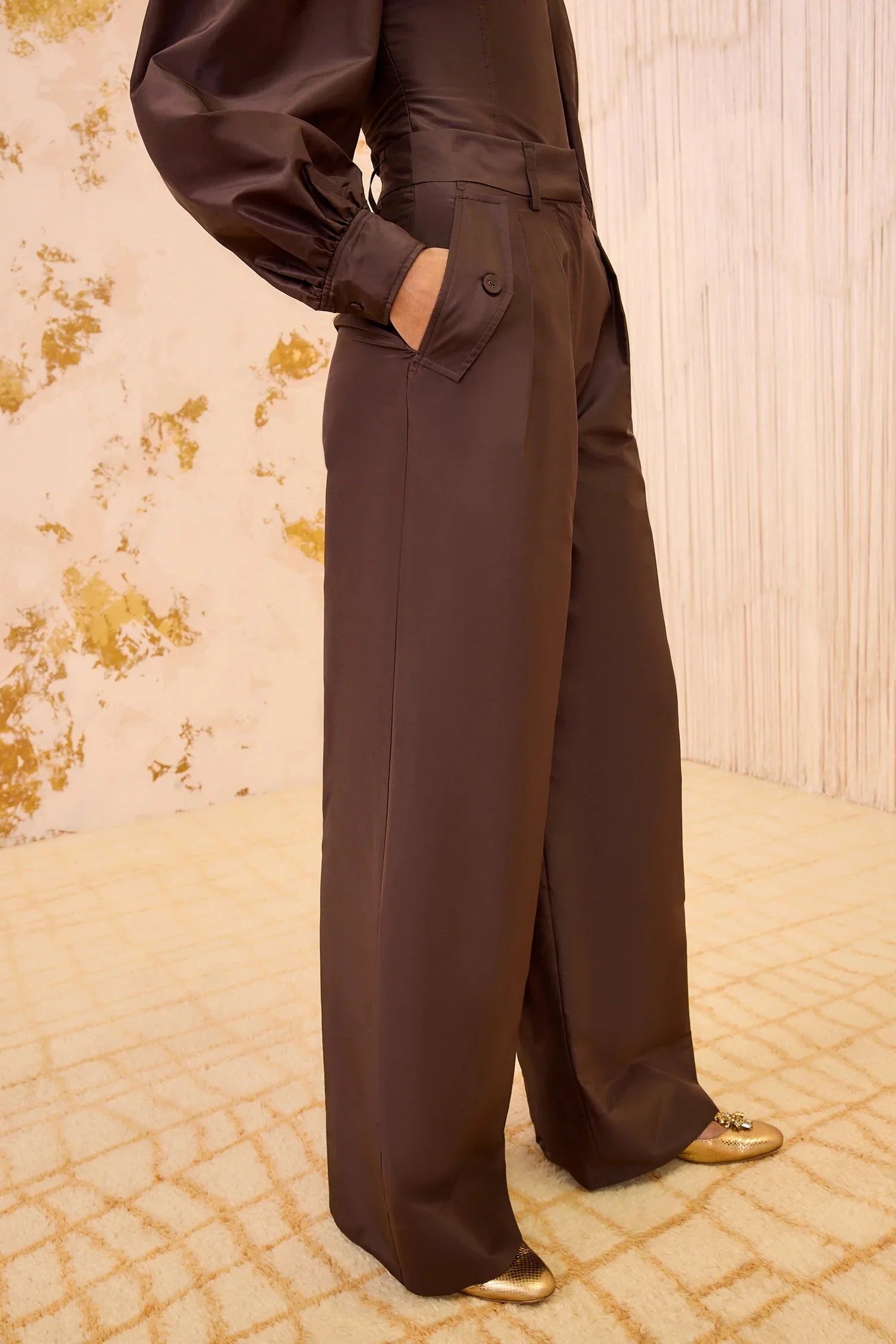 Charlie Silk High Waist Wide Leg Pant - Sequoia