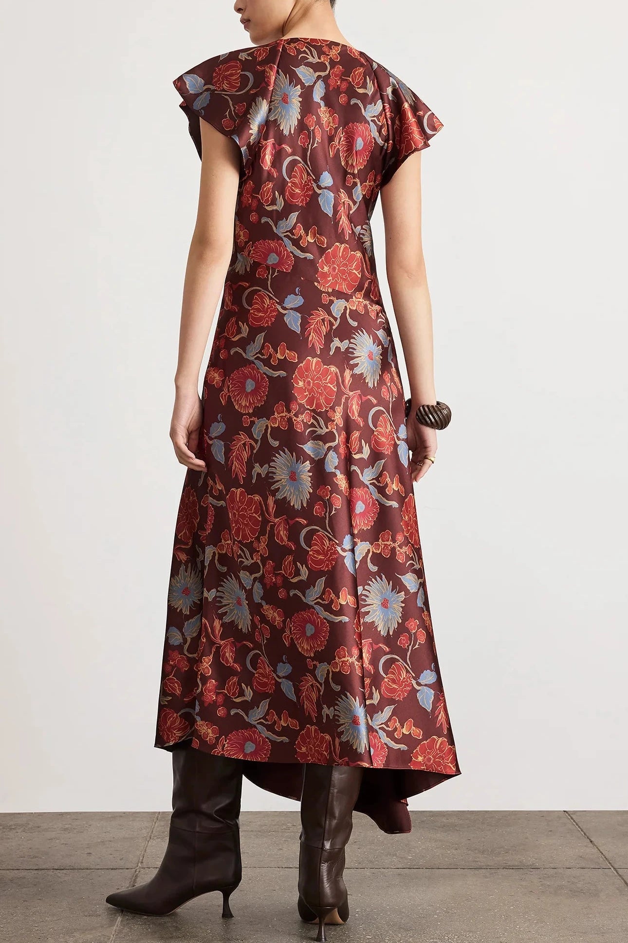 V-Neck Violeta Dress - Deep Redwood Multi