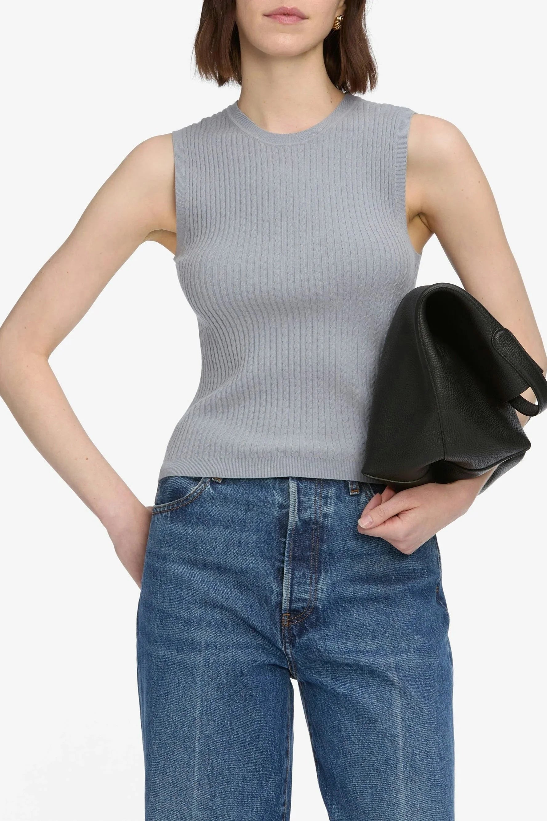 The Fine Cable Tank - Grey Blue