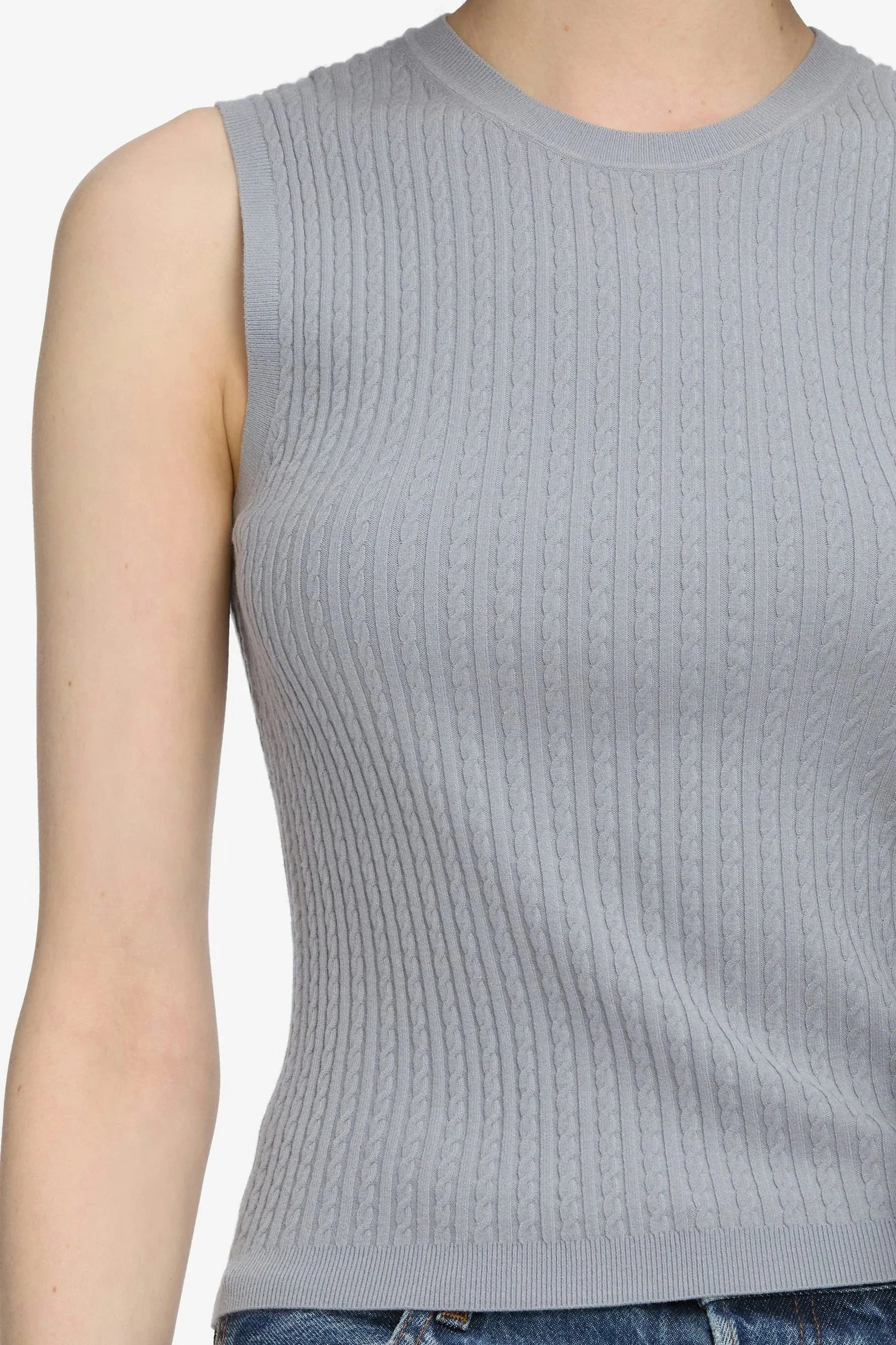 The Fine Cable Tank - Grey Blue