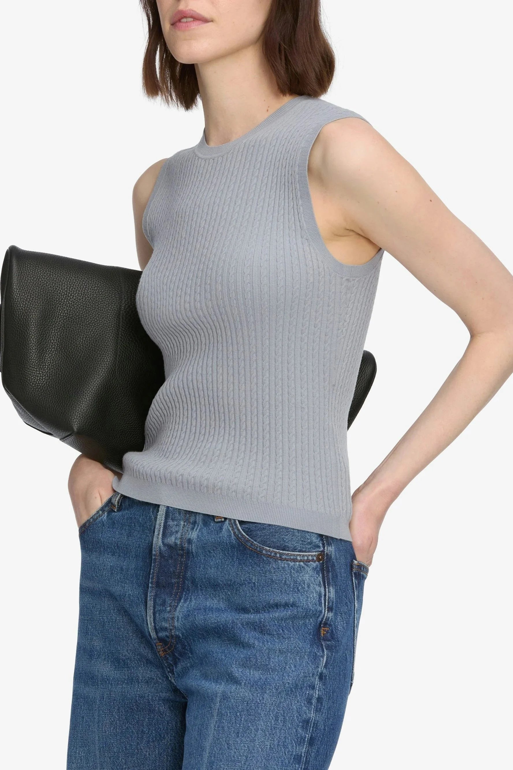 The Fine Cable Tank - Grey Blue