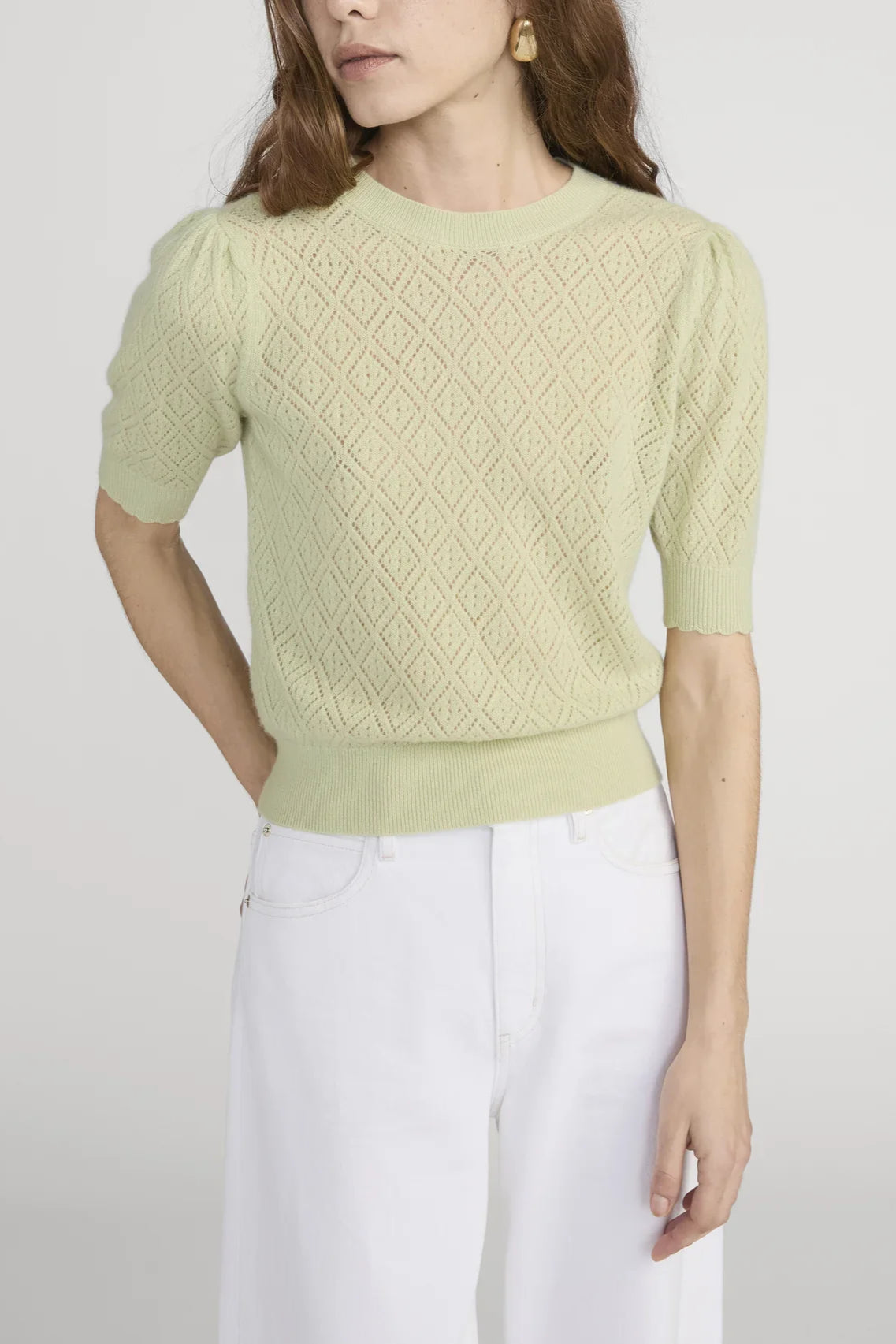 The Delicate Cashmere S/S Sweater - Soft Lime