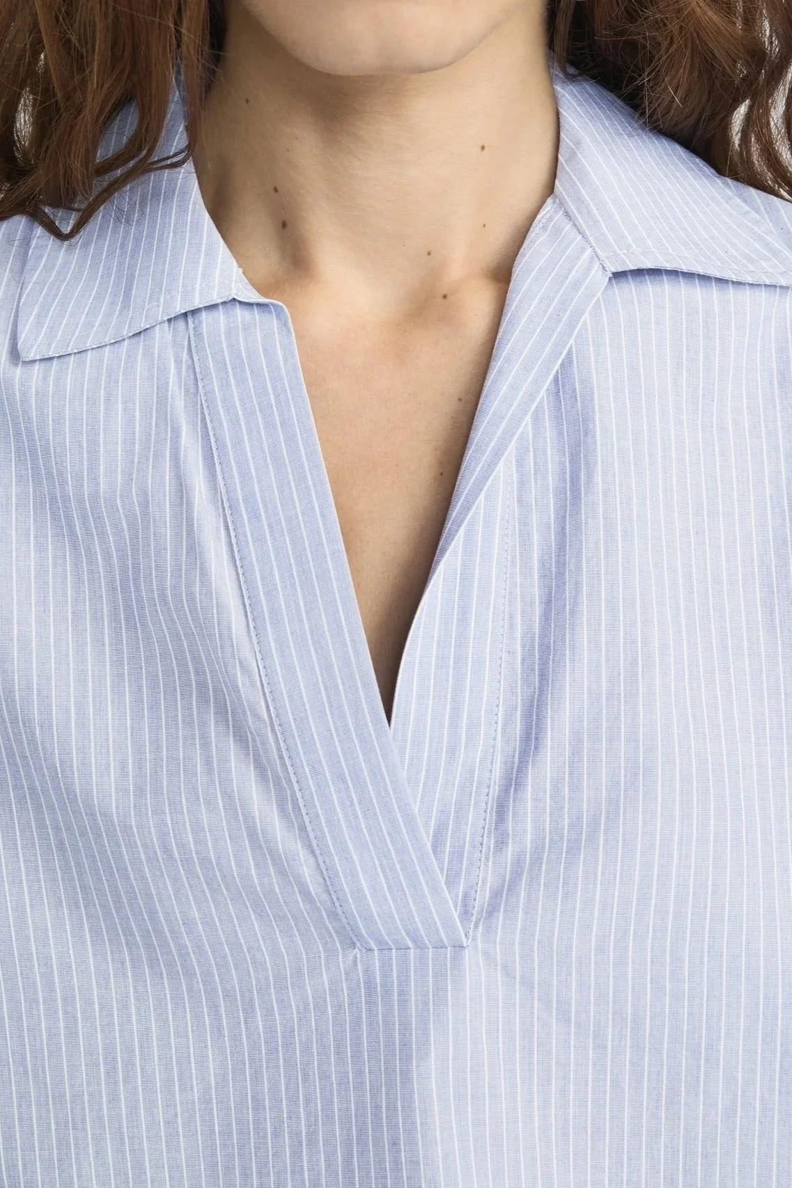 The Striped L/S Popover Top - Venice Blue Multi