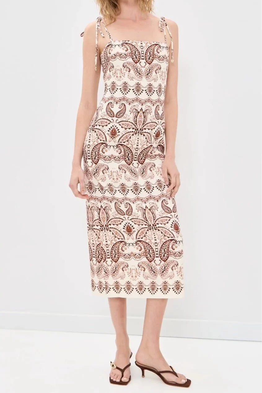 Chelsea Dress - Palm Paisley Ivory