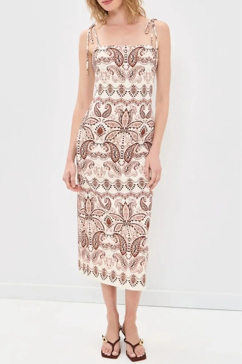 Chelsea Dress - Palm Paisley Ivory