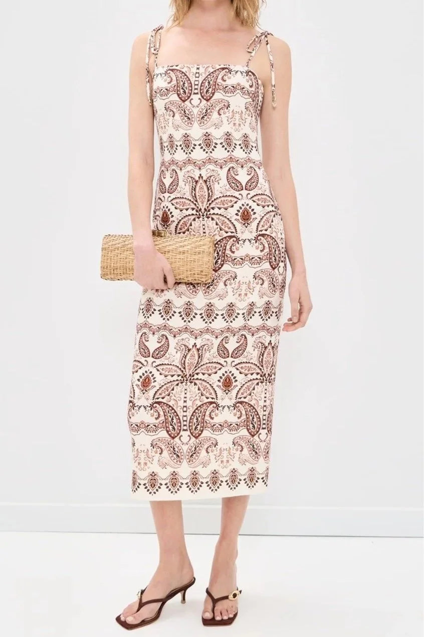 Chelsea Dress - Palm Paisley Ivory