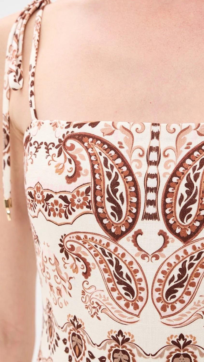 Chelsea Dress - Palm Paisley Ivory