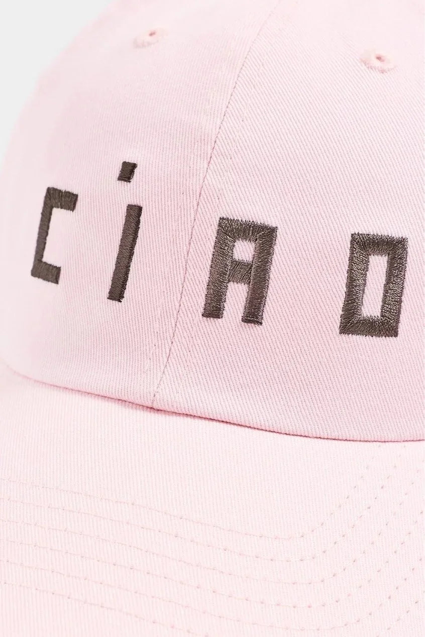 Baseball Hat - Embroidered Ciao Light Pink