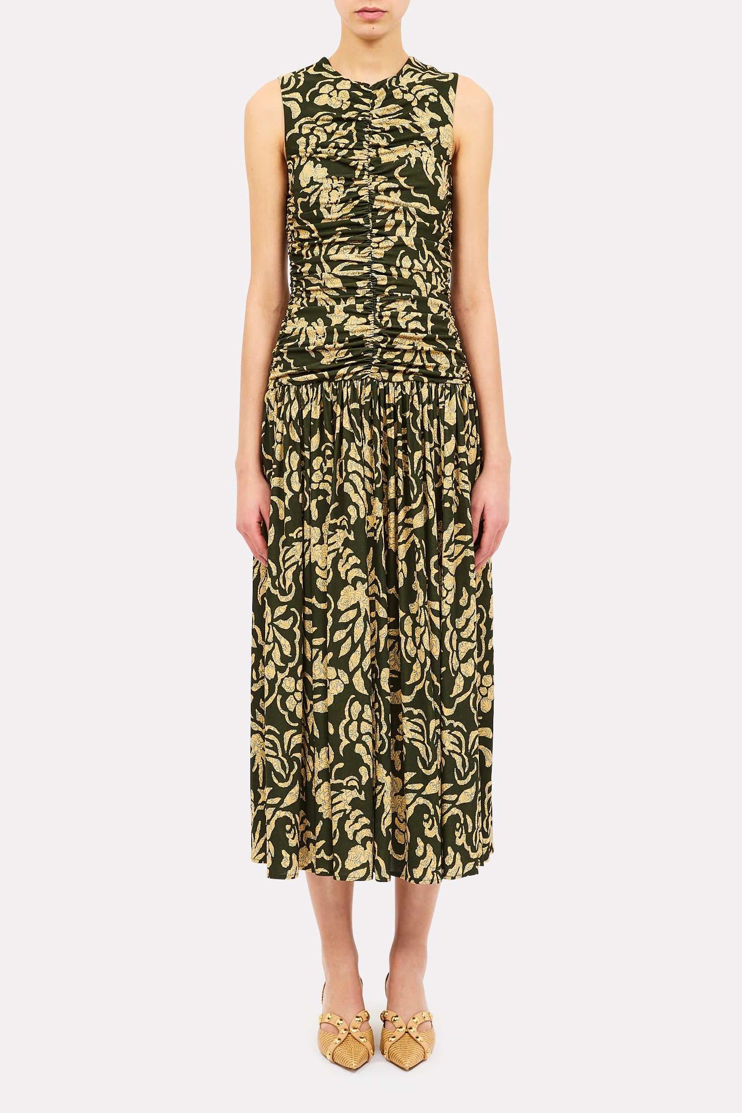 Elora SL Jersey Dress - Khaki Floral