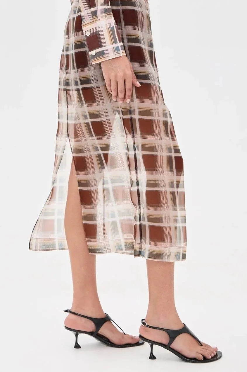 The Plaid Organza Skirt - Silver Peony Plaid