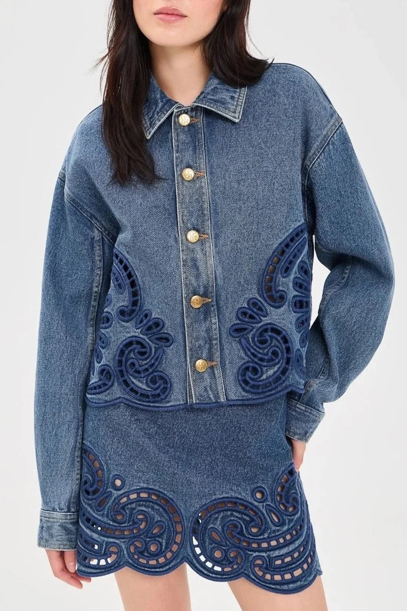 The Bobbi Jacket With Eyelet - River