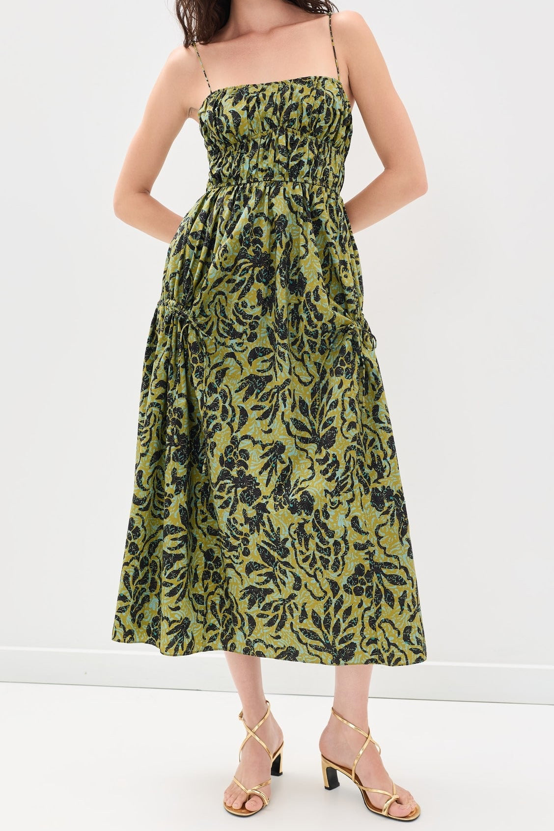 Vidri Cami Cotton Dress - Chartreuse