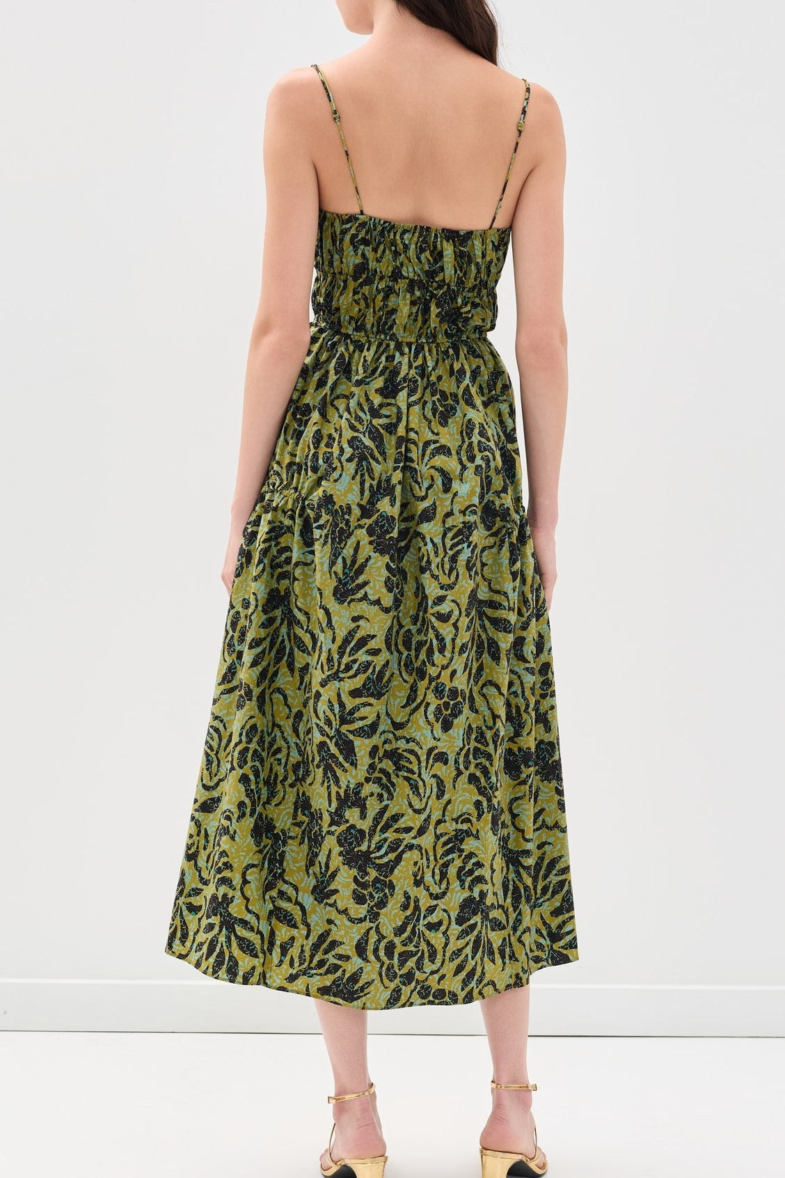 Vidri Cami Cotton Dress - Chartreuse