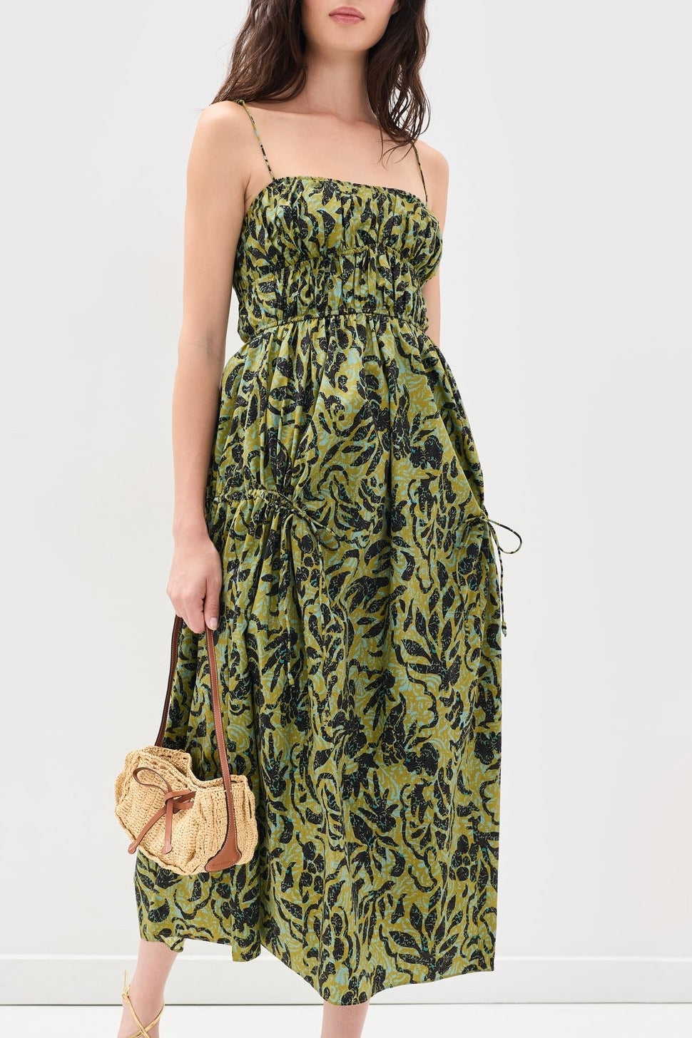 Vidri Cami Cotton Dress - Chartreuse