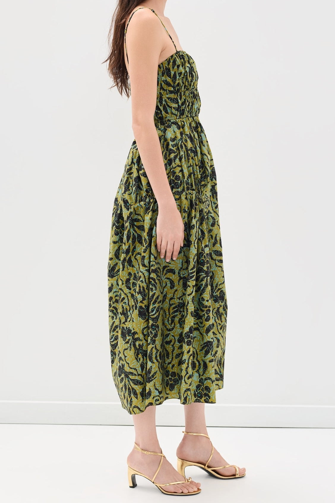 Vidri Cami Cotton Dress - Chartreuse