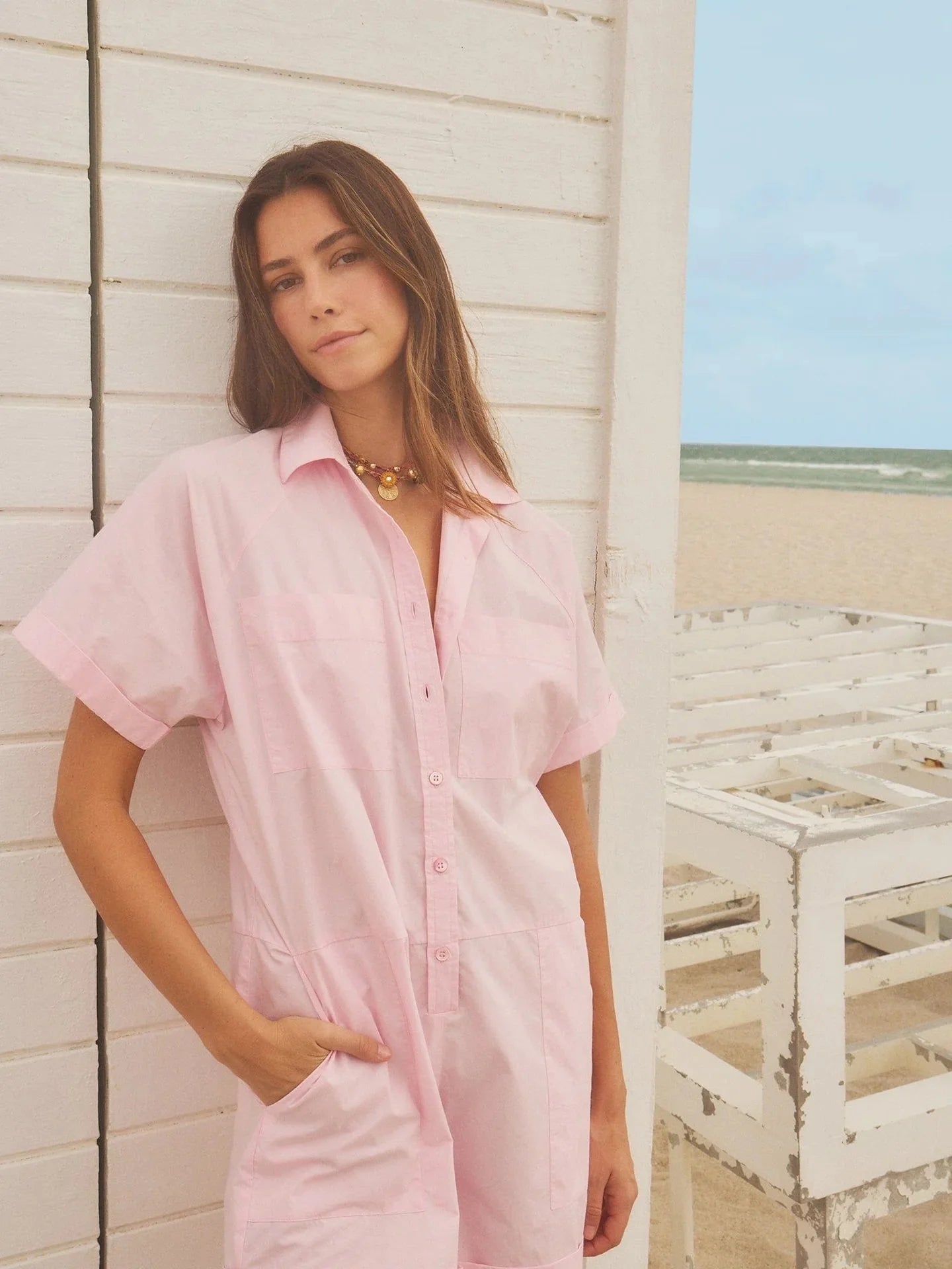 Franklin Romper - Gloss Pink