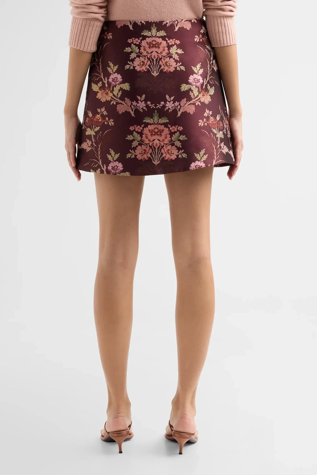 Chrissy Skirt - Trellis Jacquard Maroon