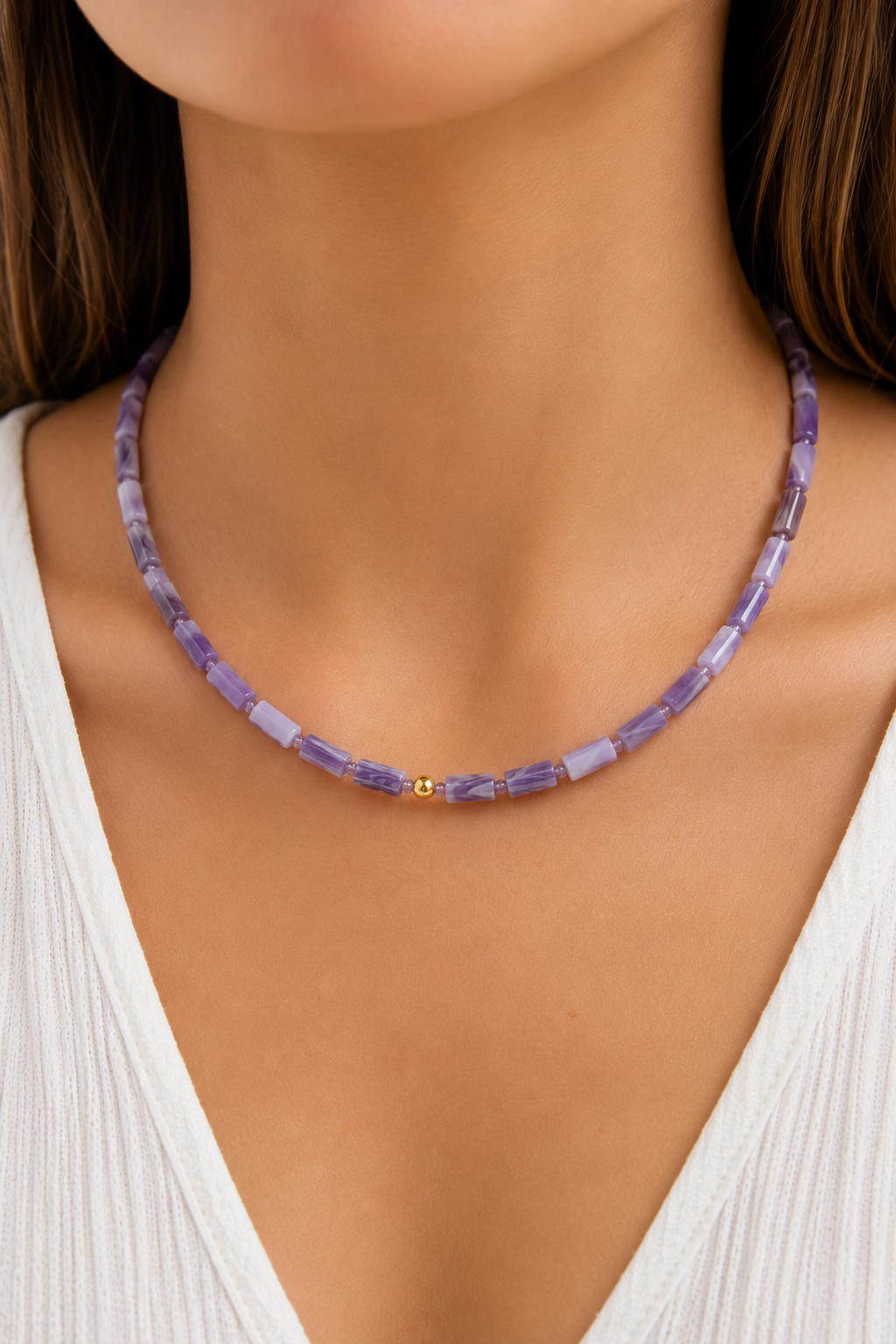 Tube Wampum Diamond Bead