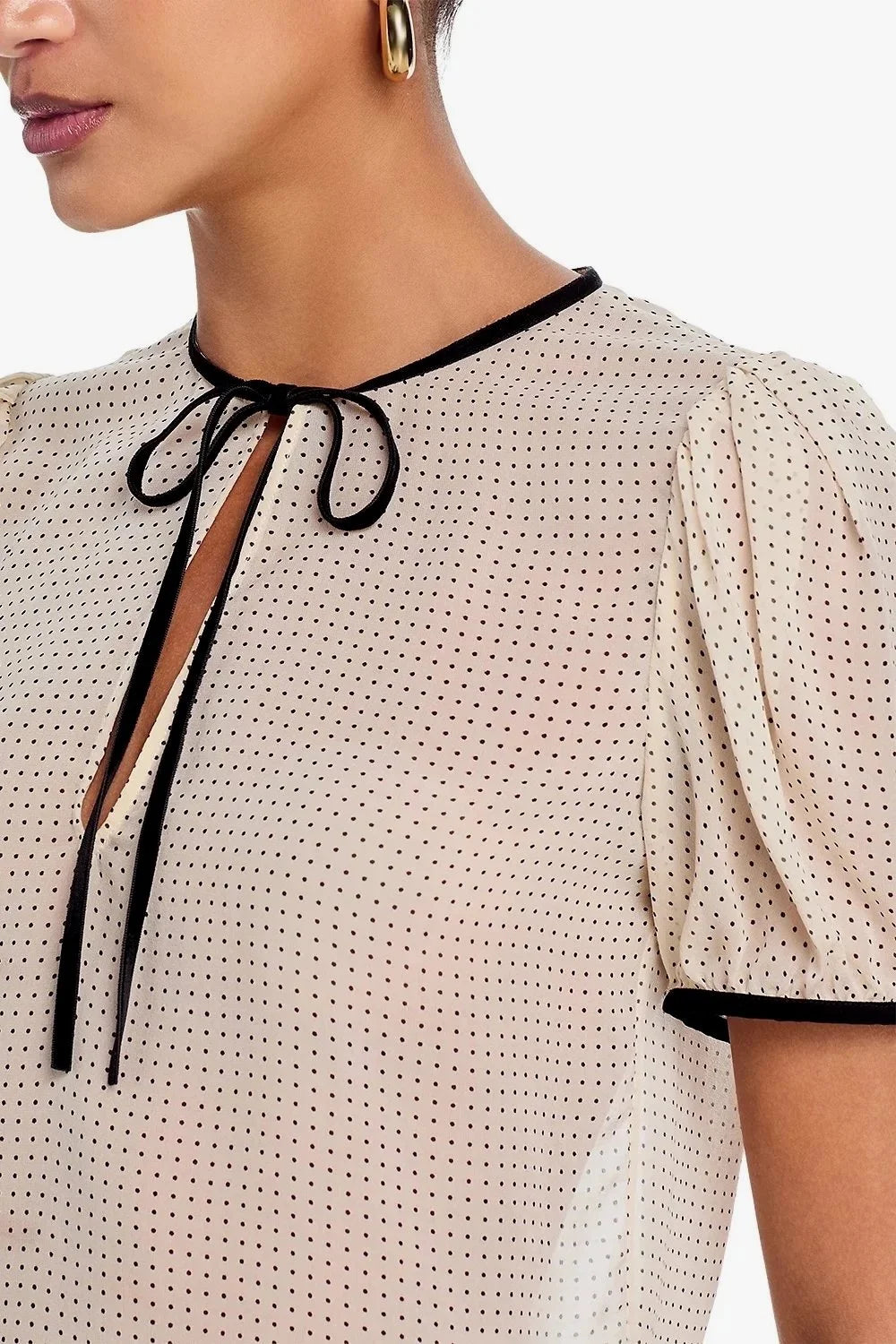 The Tie Puff Sleeve Blouse - Cream Multi