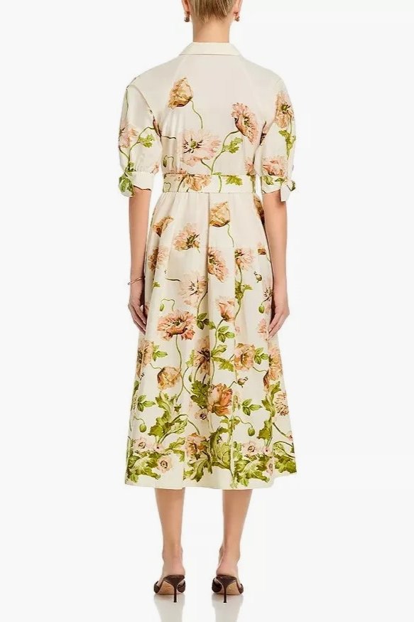 Caro Midi Dress - Lockwood Floral Egret