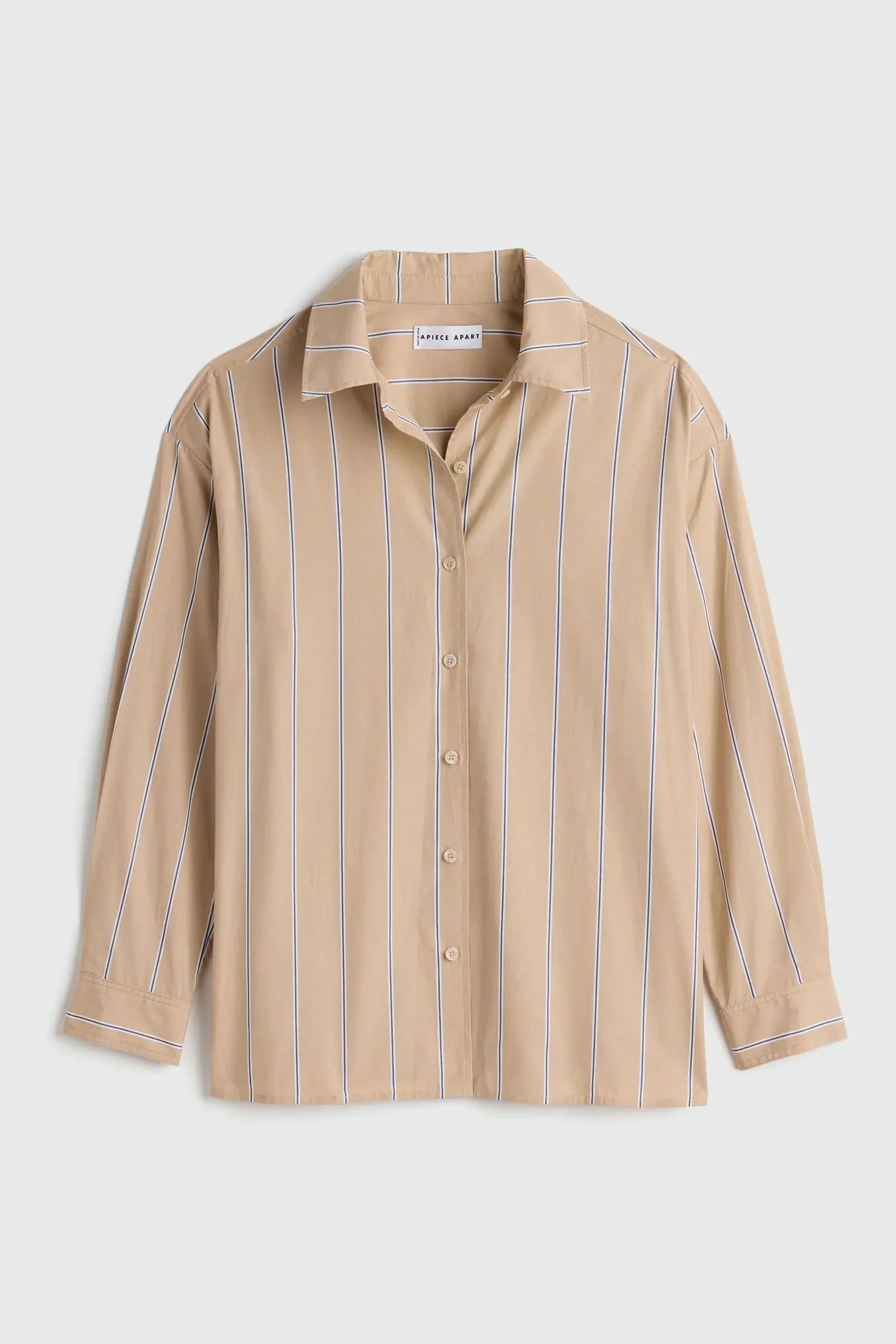 Isolde Button Down - Sand & Blue Stripe