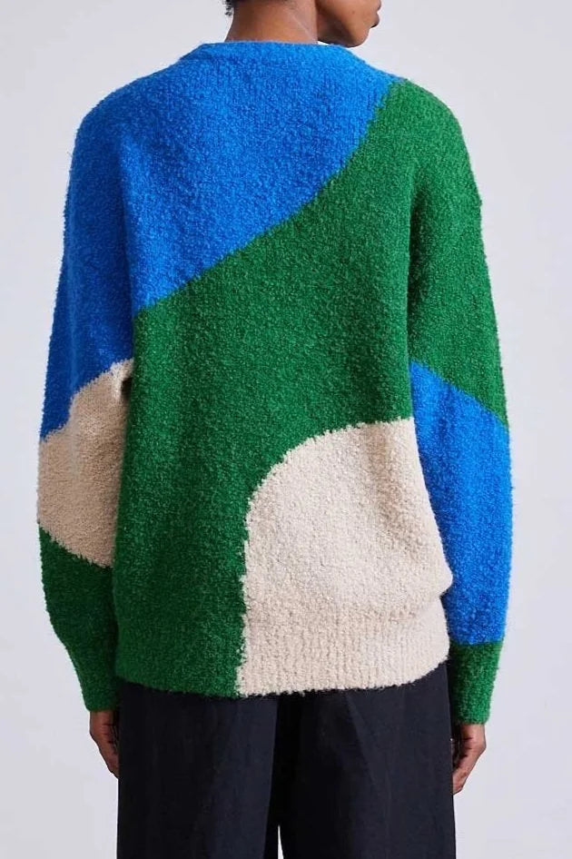 Elle Textured Crew - Cobalt & Clover