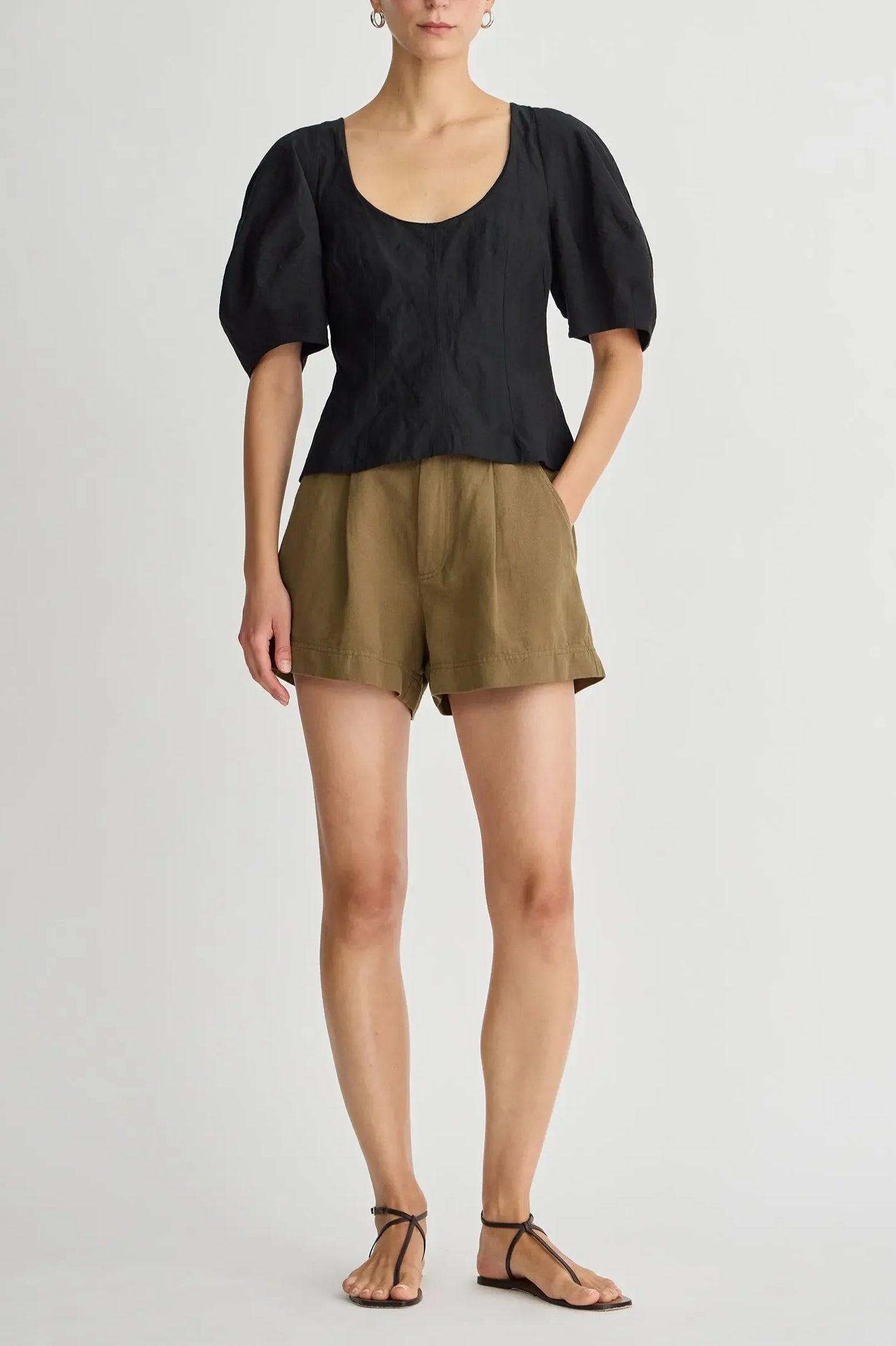 Scoop Neck Lina Top - Black