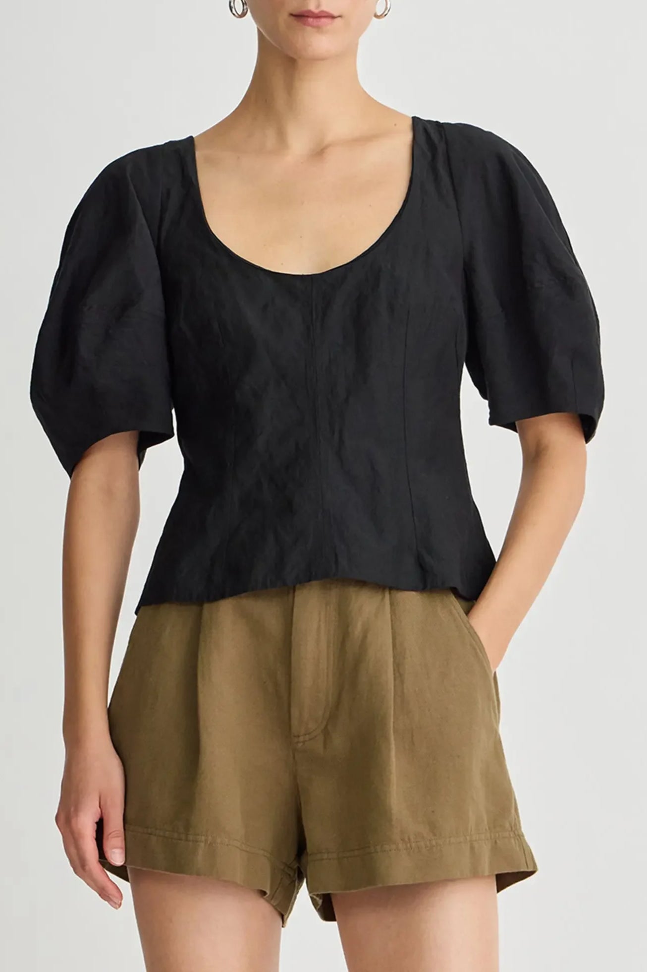 Scoop Neck Lina Top - Black
