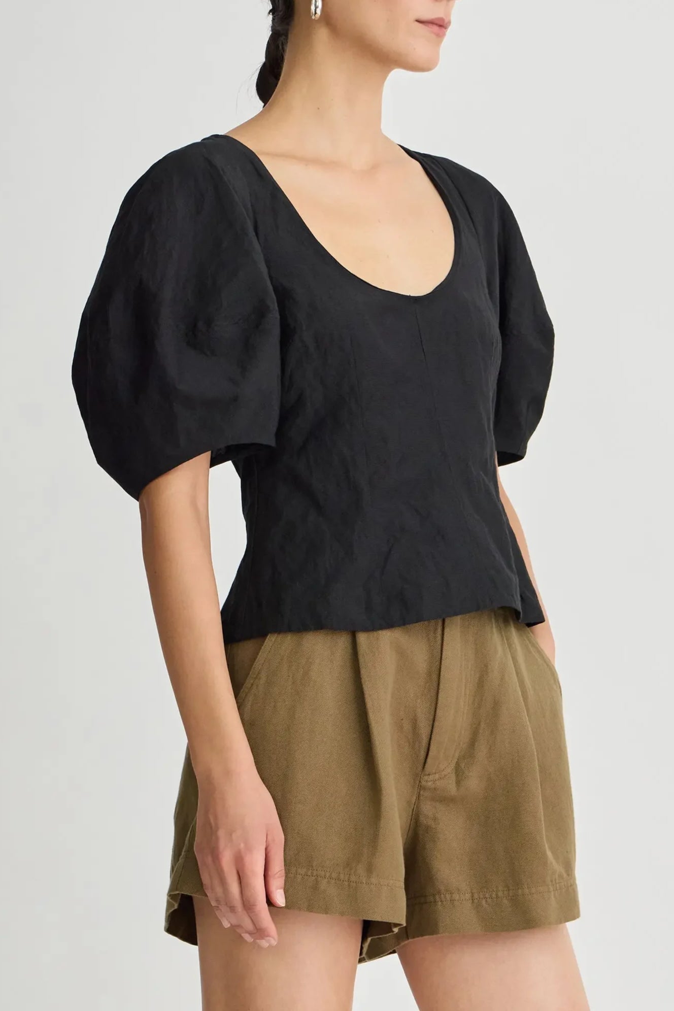 Scoop Neck Lina Top - Black