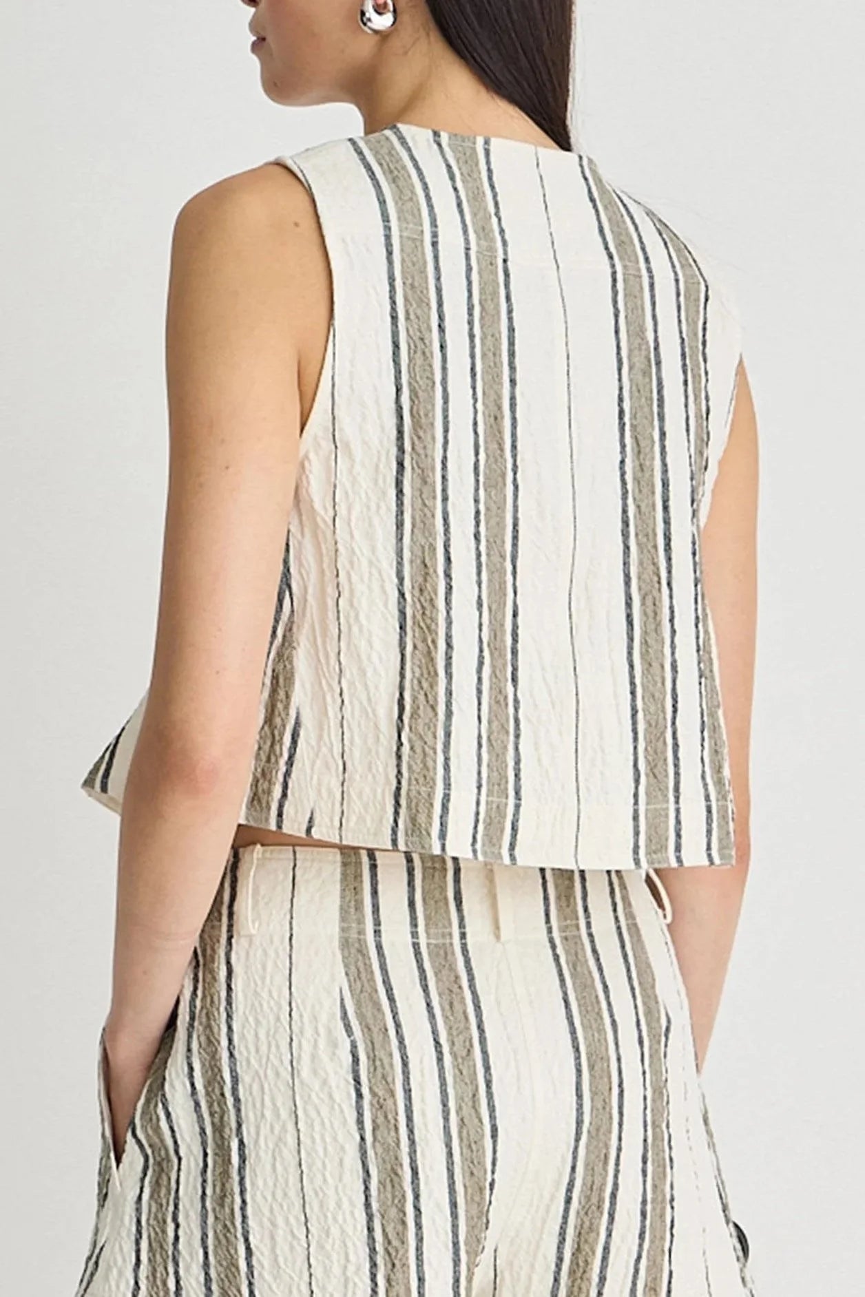Stripe Godet Tank - Affogato Stripe
