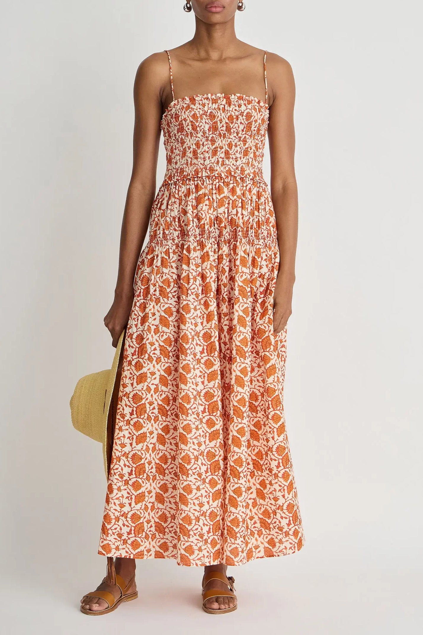 Laloux Smocked Maxi - Night Blooms Sorbet