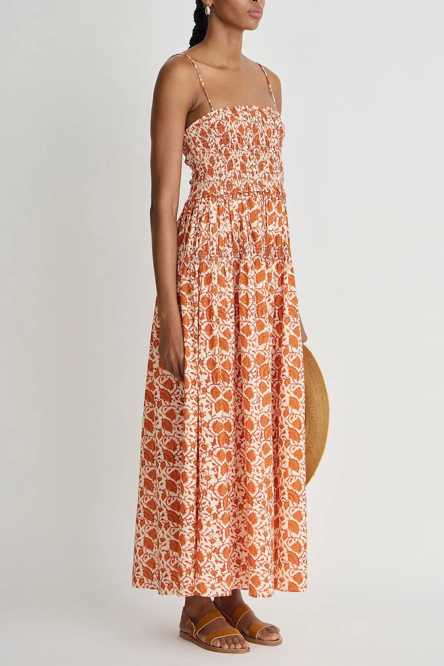 Laloux Smocked Maxi - Night Blooms Sorbet